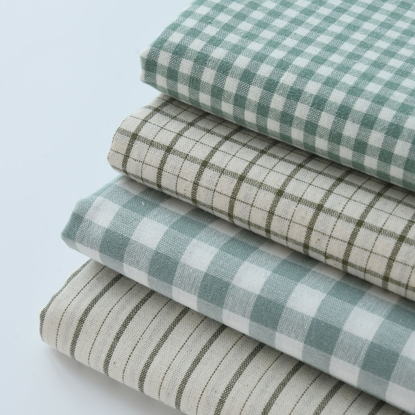 Linen Table Runner - 빈티지 그린 인조 린넨 원단 부드러운