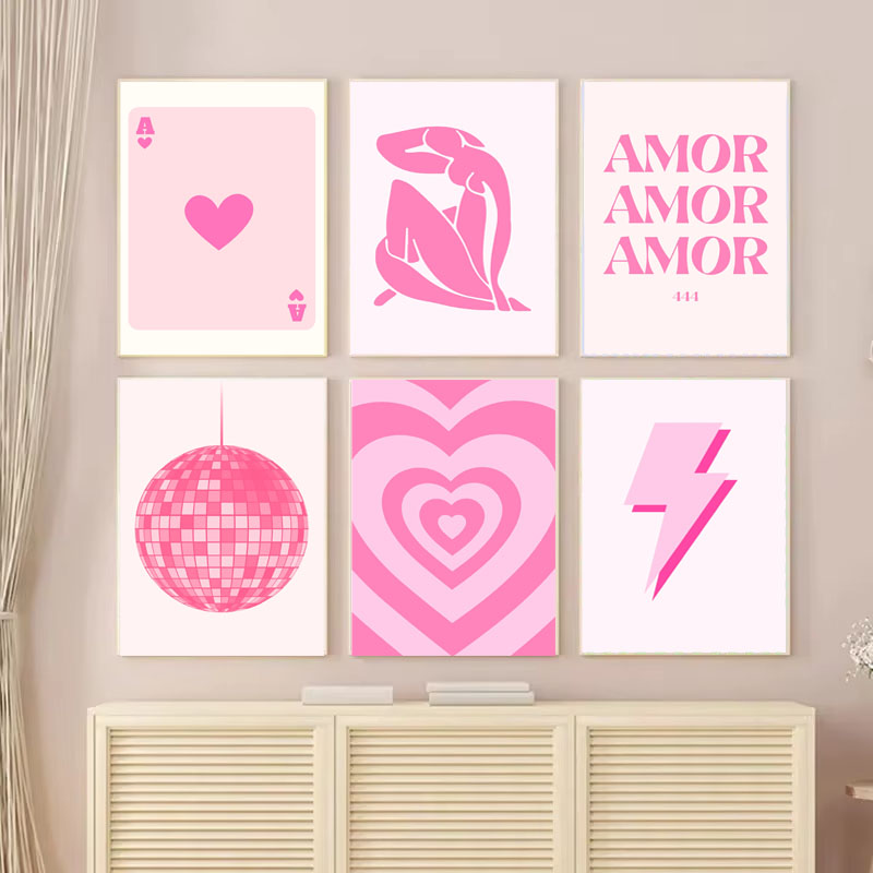 Home Decor Y2K - 1개 캔버스 그림 핑크 마티스 아카데미