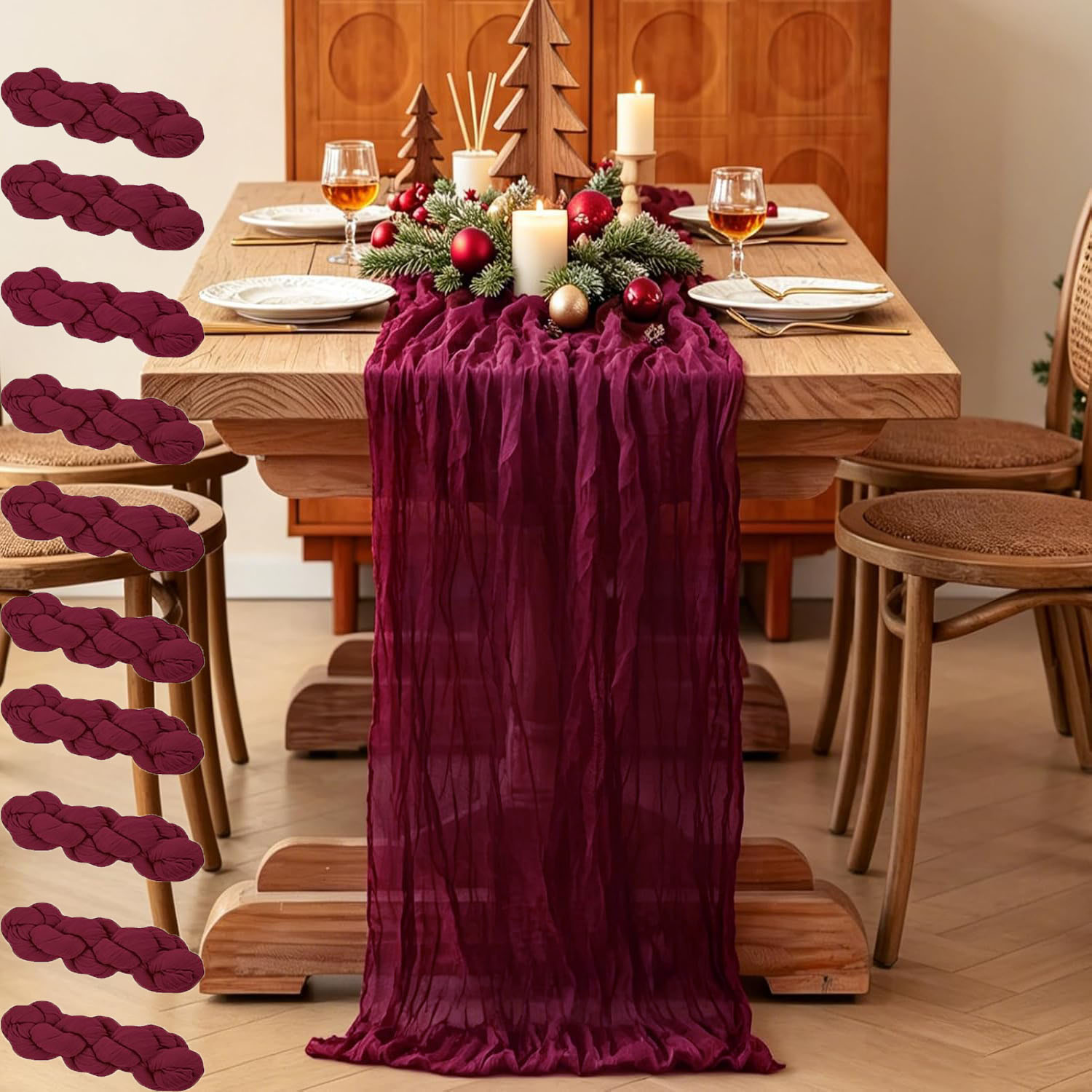 Linen Table Runner - 10개 치즈클로스 테이블 러너, 보헤미안 웨딩