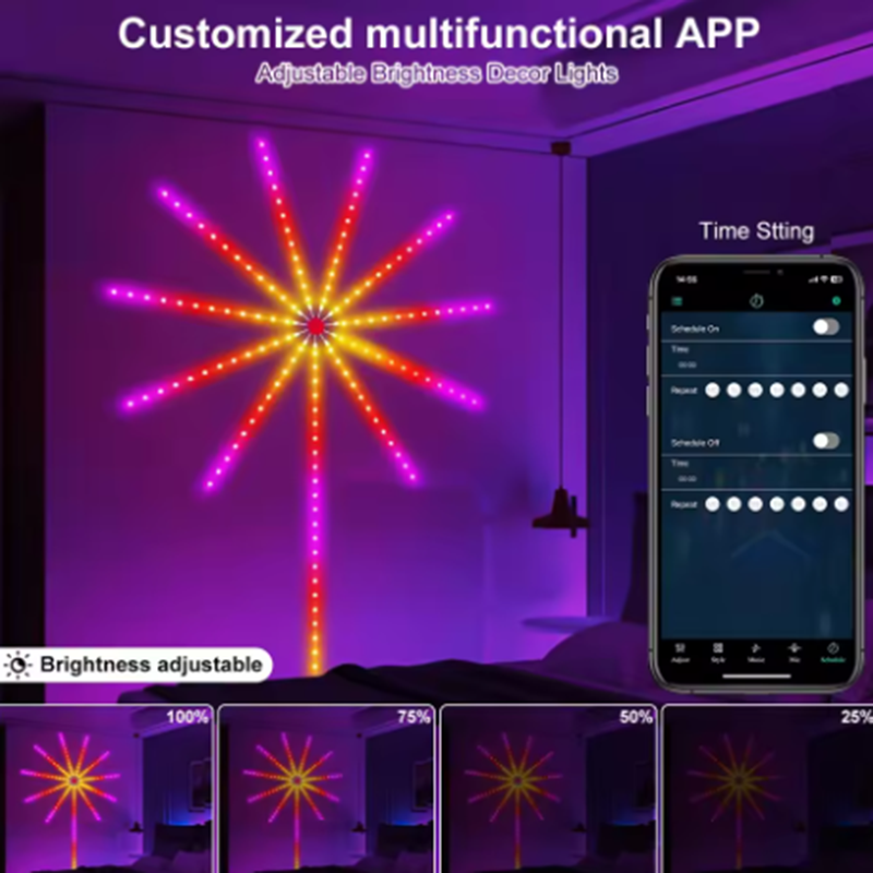 Home Decor Free App - 새로운 DC5V USB RGBIC 불꽃놀이 네온