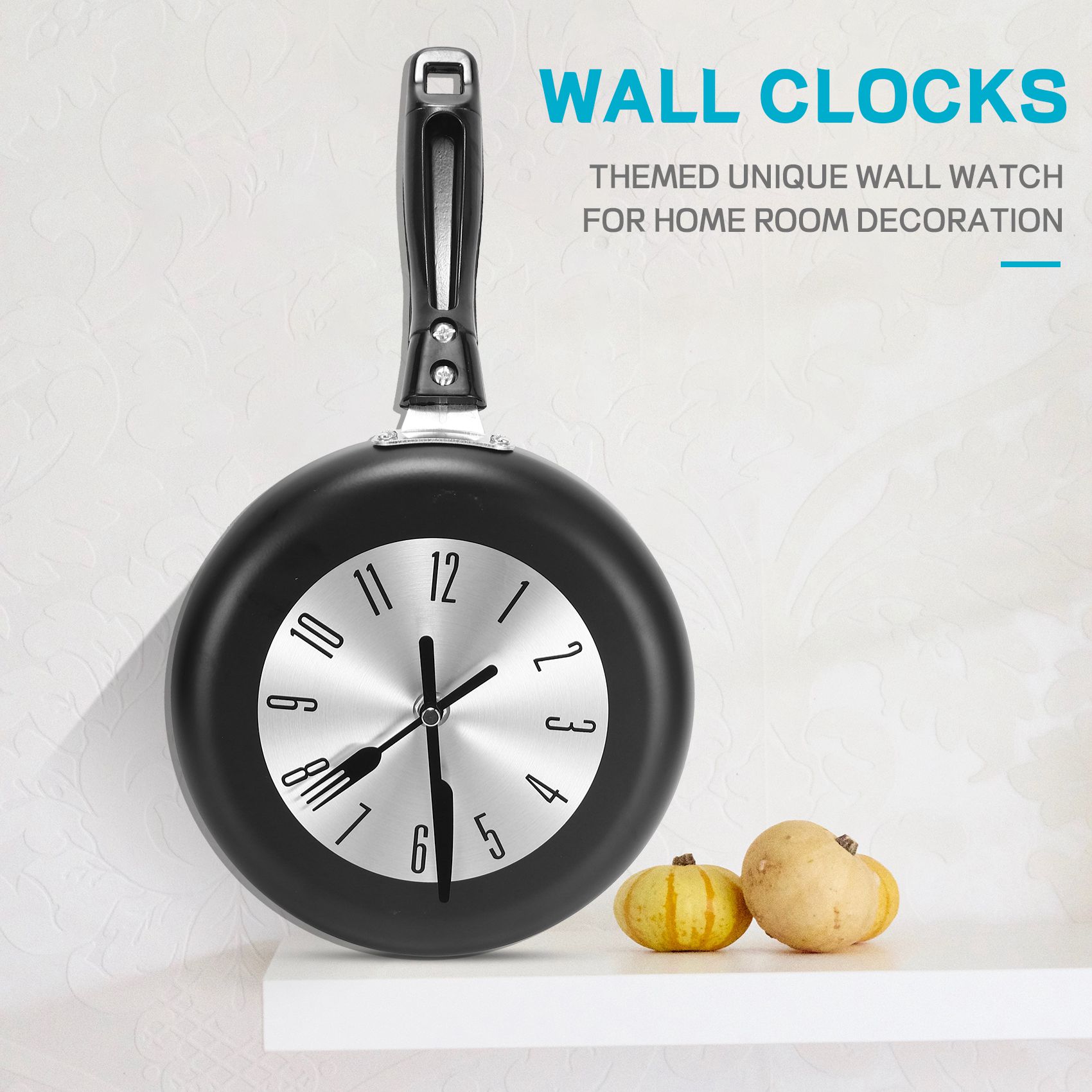Home Decor Theme - (A95Z) 8인치 프라이팬 디자인 벽걸이 시계,