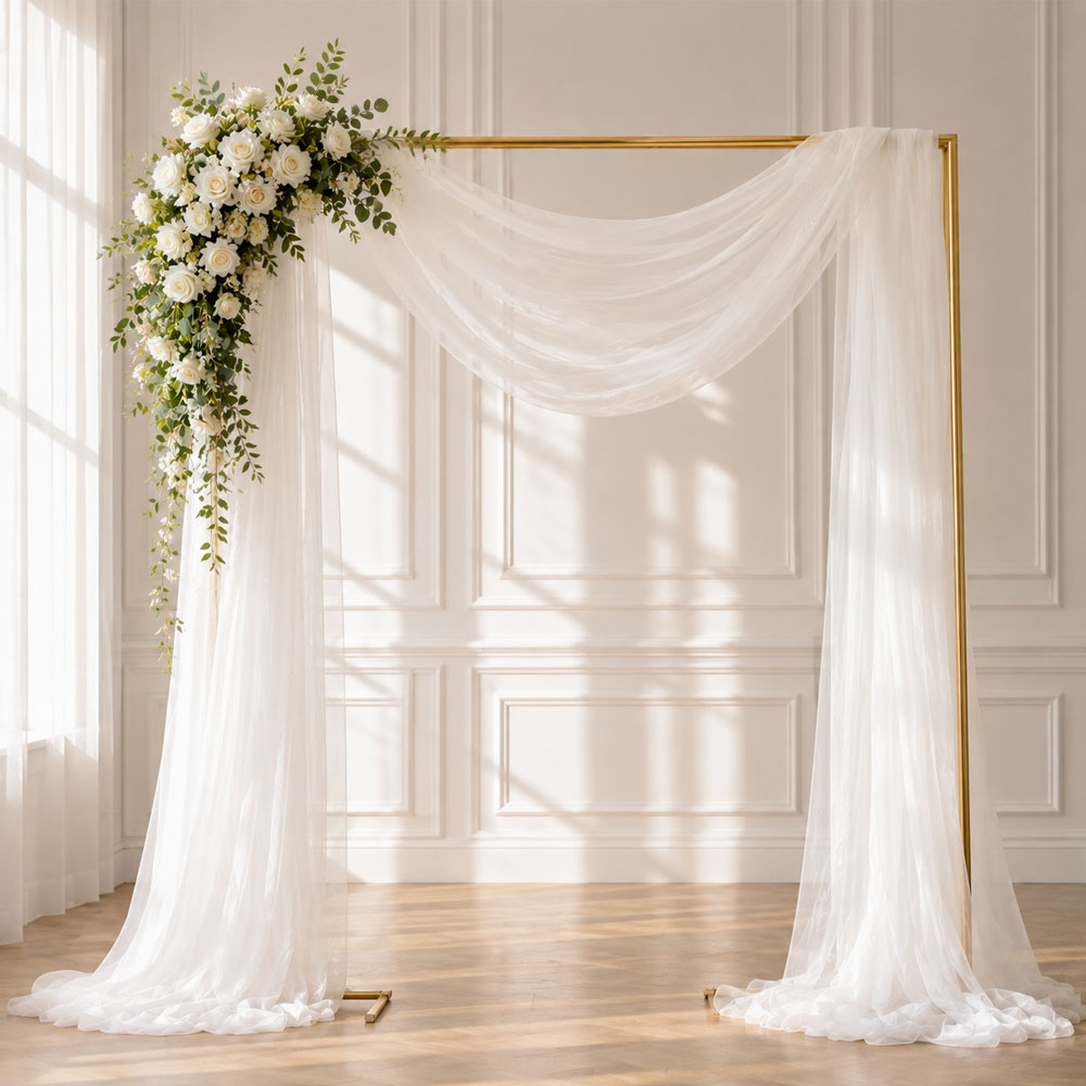 Linen Table Runner - 1팩, 하늘거리는 얇은 튤 원단, 투명한