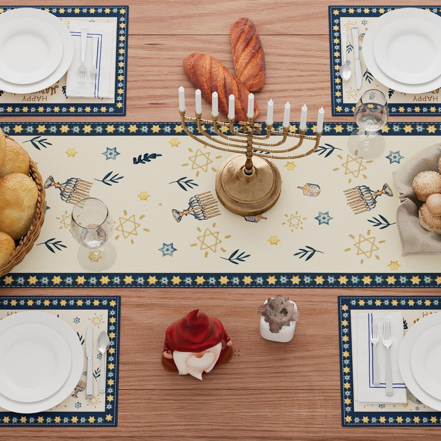 해피 하누카 칸누카 메노라 육각형 테이블 러너 유대교  - Linen Table Runner 리뷰 및 가격