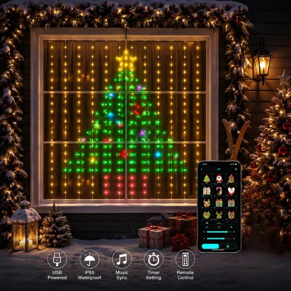 LED 픽셀 커튼 조명, 블루투스 앱으로 제어 가능,  - Home Decor Free App 리뷰 및 가격