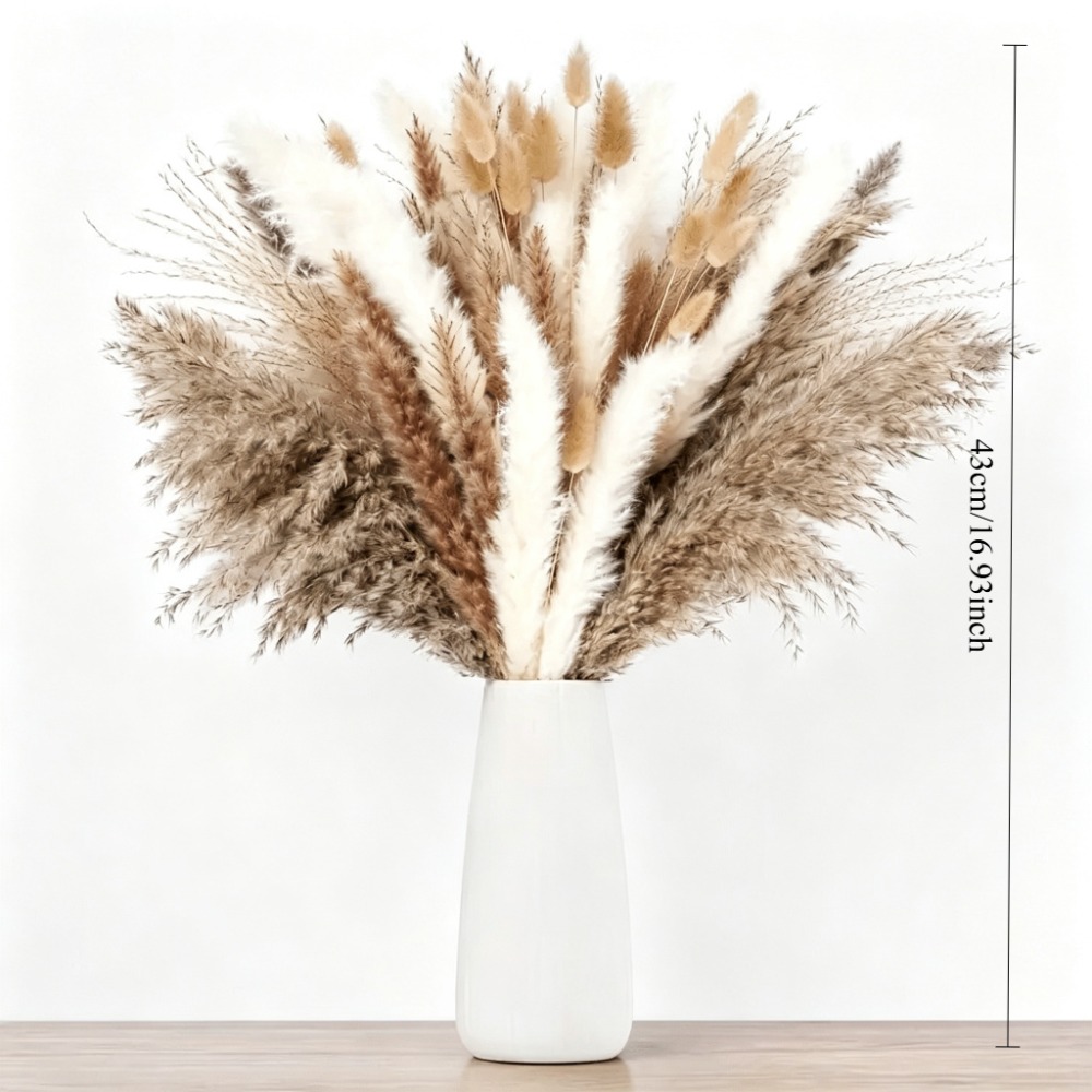 건조 꽃, 갈색과 흰색이 섞인 팜파스 풀 꽃다발, 보헤 - Pampas Grass Decor 리뷰 및 가격