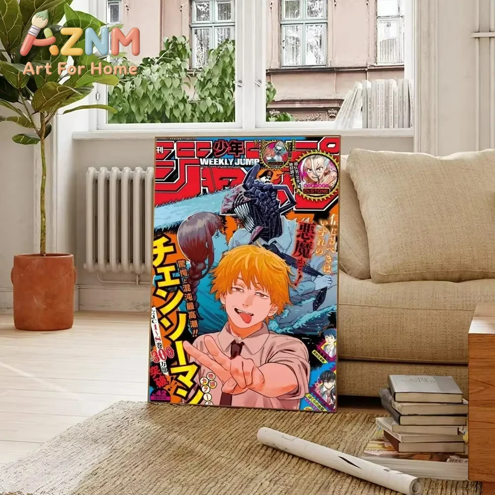 AZNM 체인소 맨 애니메이션 캔버스 벽 장식, 덴지, - Home Decor Magazine 리뷰 및 가격