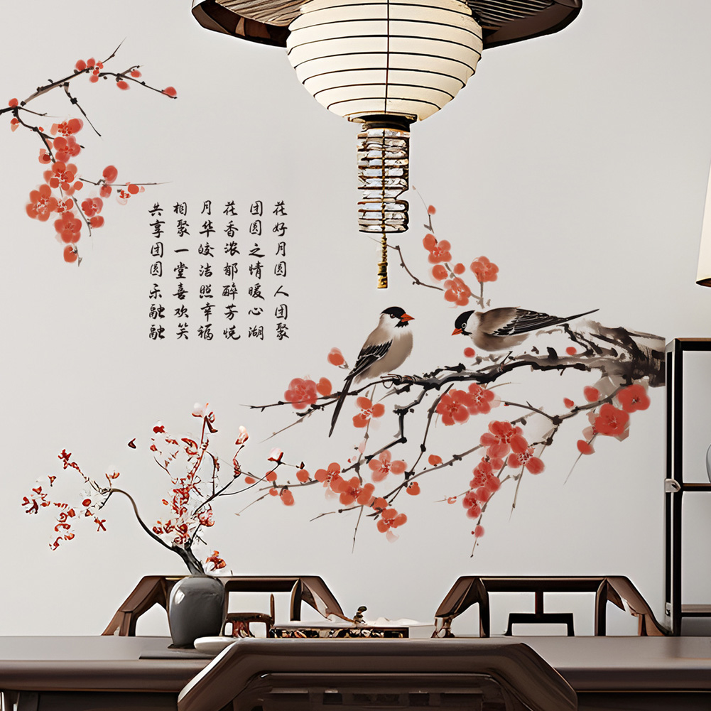 중국 스타일 매화 새 벽 스티커 거실 배경 장식 데칼  - Home Decor Indonesia 리뷰 및 가격