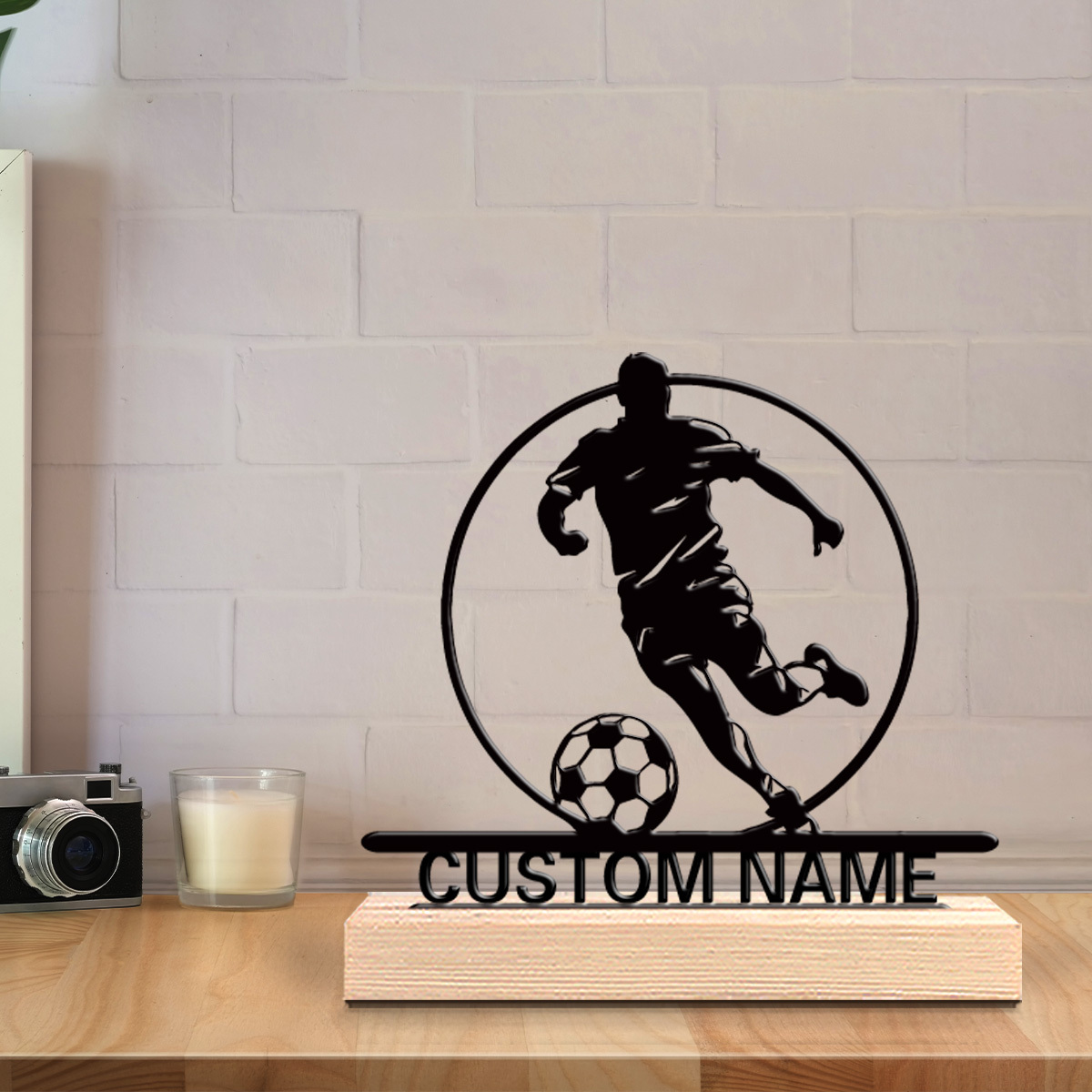 맞춤형 축구 선수 금속 조각상 (이름 포함), 나무 받 - Home Decor Theme 리뷰 및 가격