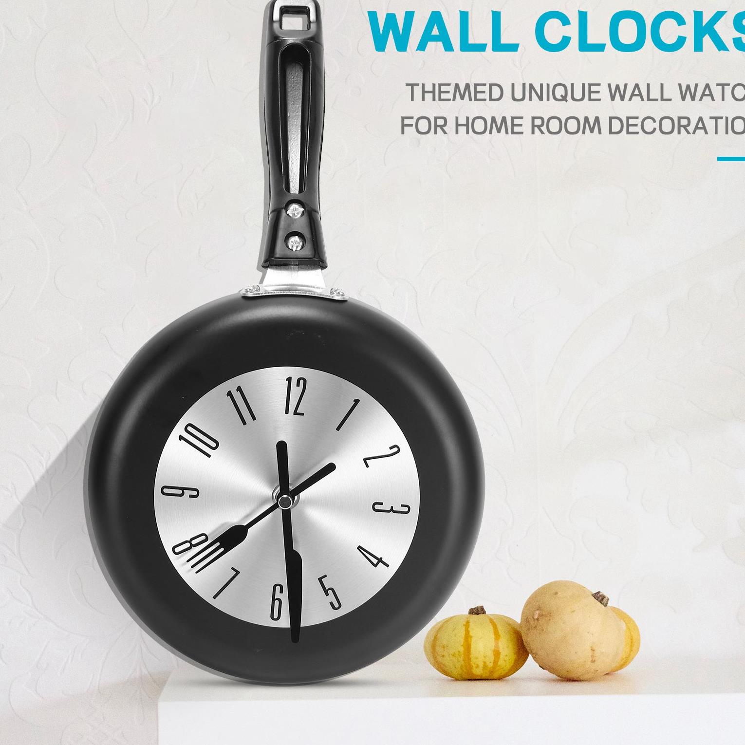 (A95Z) 8인치 프라이팬 디자인 벽걸이 시계, 주방 - Home Decor Theme 리뷰 및 가격