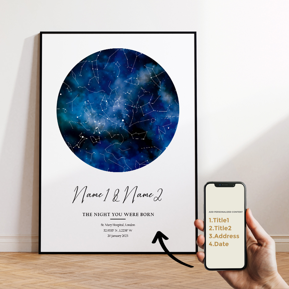 현대적인 맞춤형 개인화된 밤하늘 별 지도 벽 예술 캔버 - Home Decor Theme 리뷰 및 가격